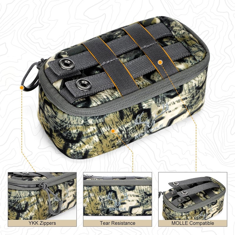 MOXULE Binocular Harness Bottom Pouch - Zippered Pocket Expandable Water-Resistant Detachable Storage Bag Attachment (Camo) - Image 4